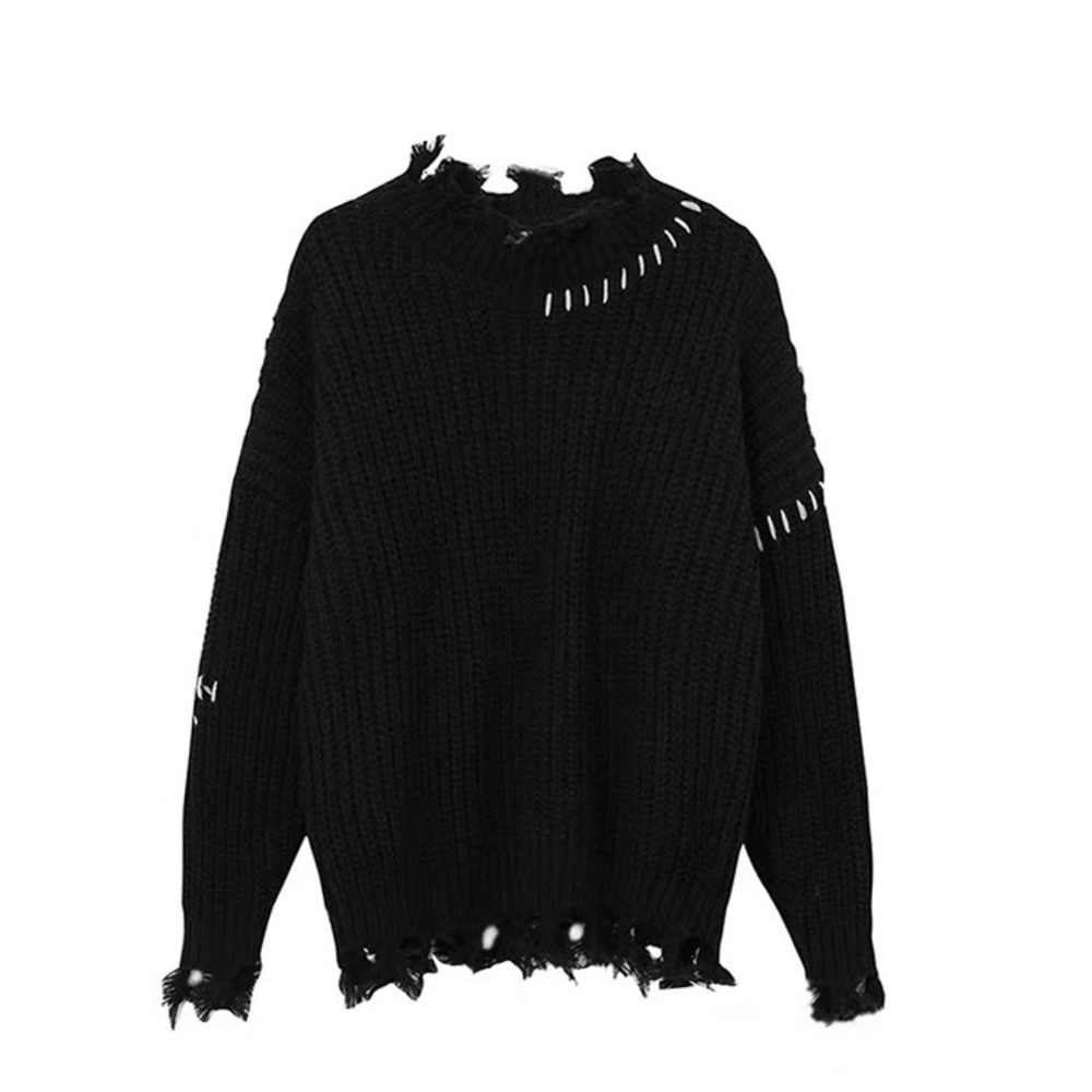 Distressed Black Sweater